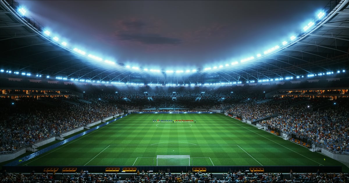 Estadio profesional con ceremonia de apertura de campeonato de fútbol